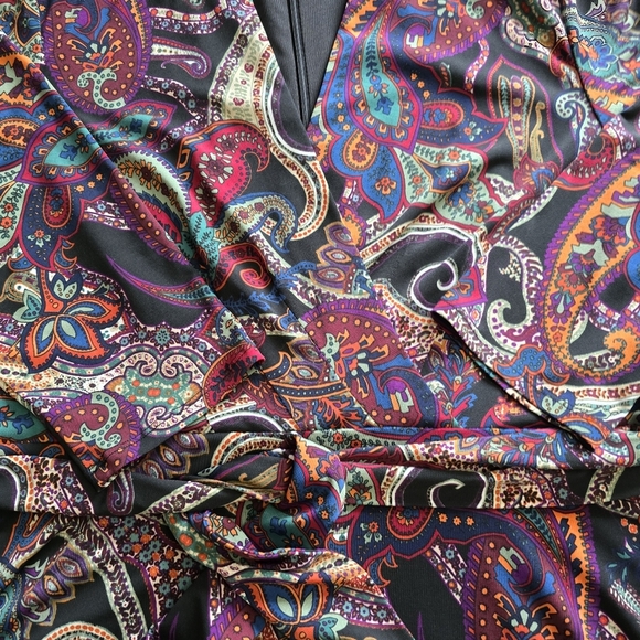 Nicole Miller Studio faux wrap paisley dress size 14 - Picture 7 of 14